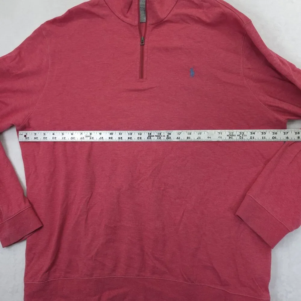 Polo Ralph Lauren Pullover Mens XXL Red Quarter Zip Sweater Classic Pony Logo